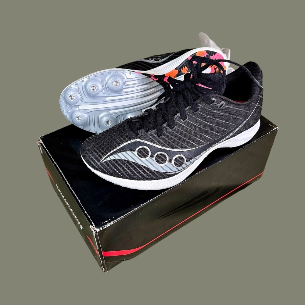 Saucony Velocity MP Black Pink Women’s Running Track Racing Shoes Sz 8.5
